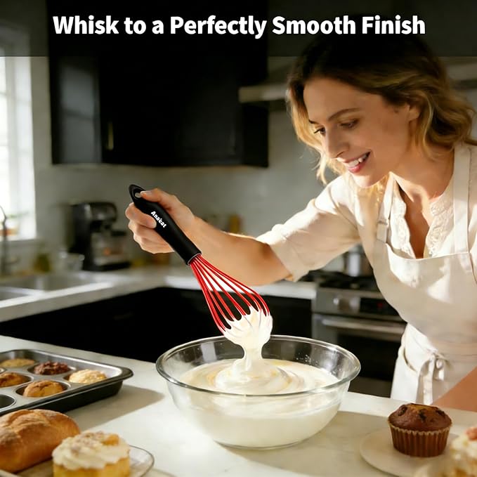 Anaeat Silicone Whisk, Thick Stainless Steel Wire Inner - Image 2