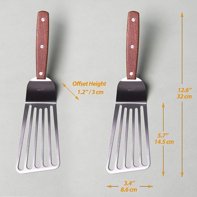 2 Pack Offset Fish Spatula Turner, Stainless Steel Slotted Spatulas - Image 2