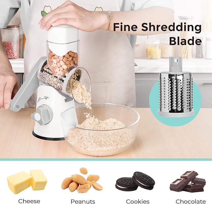 X Home Rotary Cheese Grater for Kitchen, Shredder - Image 4