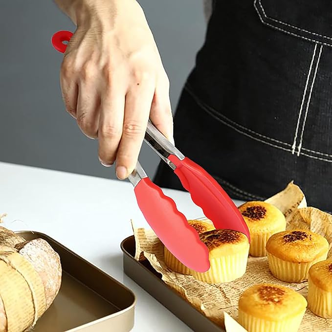 HINMAY Mini Tongs with Silicone Tips 7-Inch Serving Tongs - Image 3