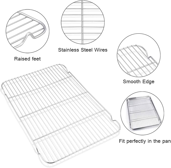 TeamFar Baking Sheet with Cooling Rack, Stainless Steel Half Size Cookie Sheet - Image 6