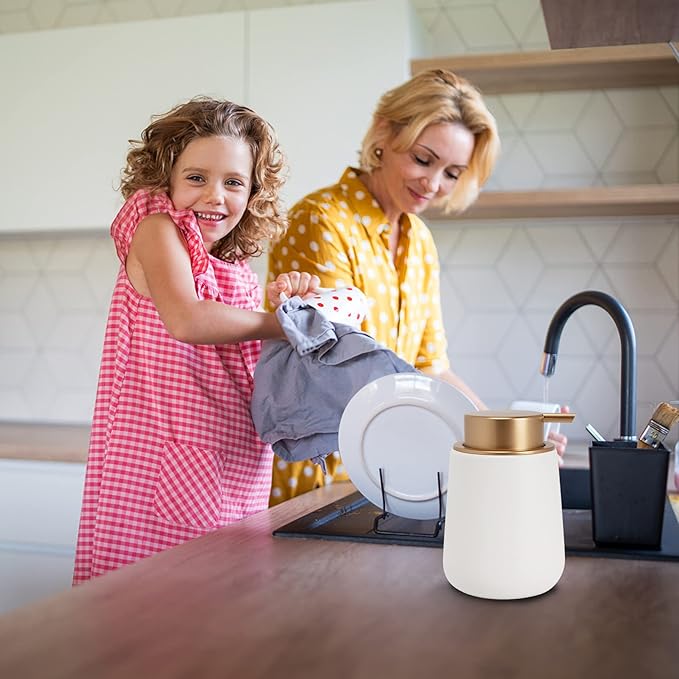 Soap Dispenser Ceramic with Easy-to-Press Pump Hand Lotion Liquid Dispenser - Image 4