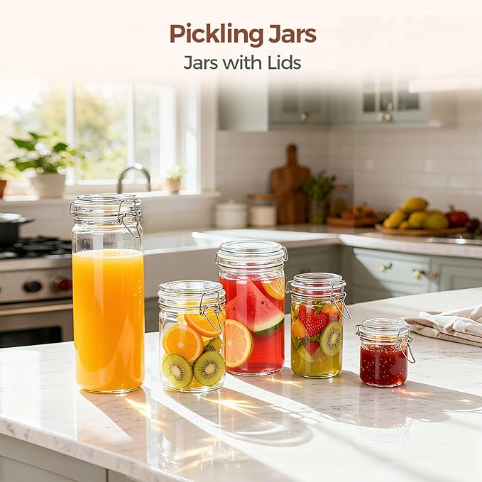 ComSaf 16oz Pint Jars with Airtight Lids, Cylindrical Glass Canisters - Image 6