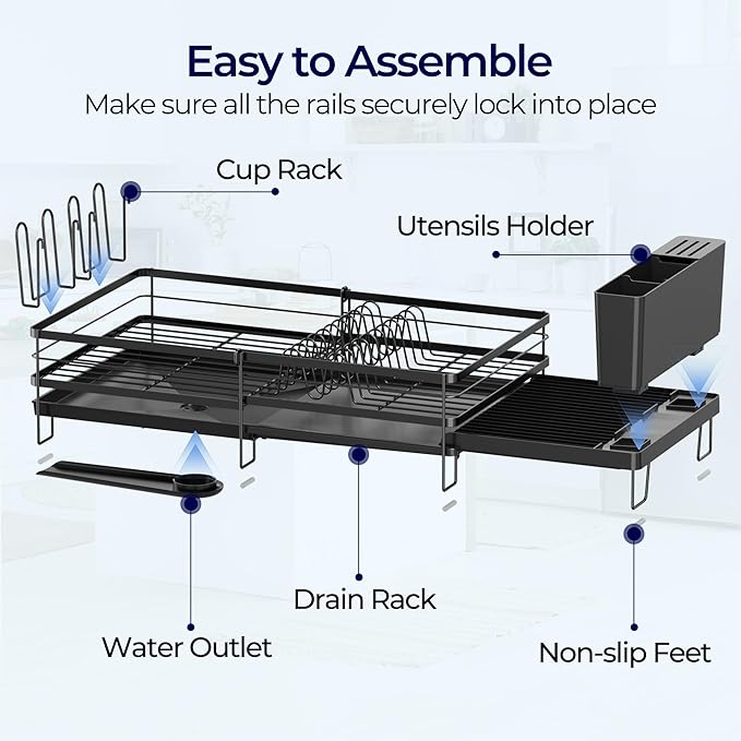 Large Dish Drying Rack, Expandable Dish Rack - Image 8