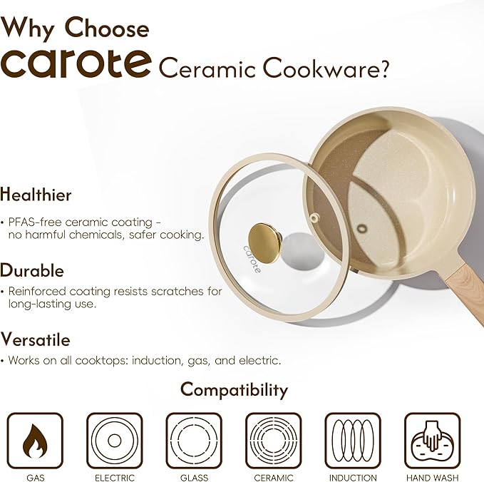 CAROTE 1.5Qt & 2.5Qt Sauce Pan Sets - Image 5