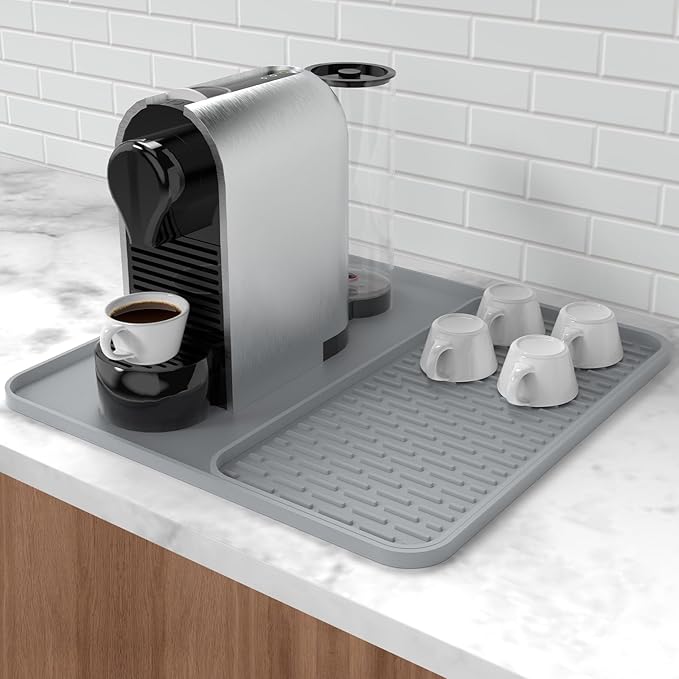 Silicone Coffee Mat, Coffee Bar Accessories Fit Under Coffee Maker Coffee by Garolue