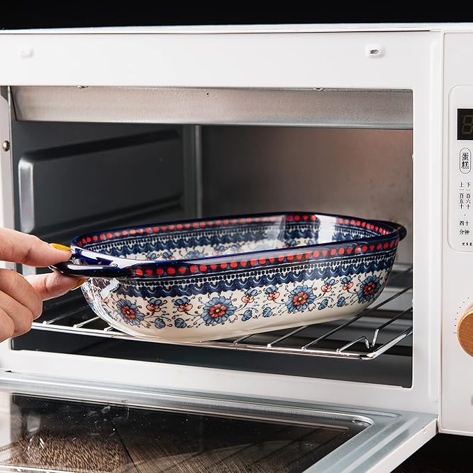 Baking Dish Ceramic Baking Pan Blue Casserole Dish Rectangular Baking Set 2pcs - Image 7