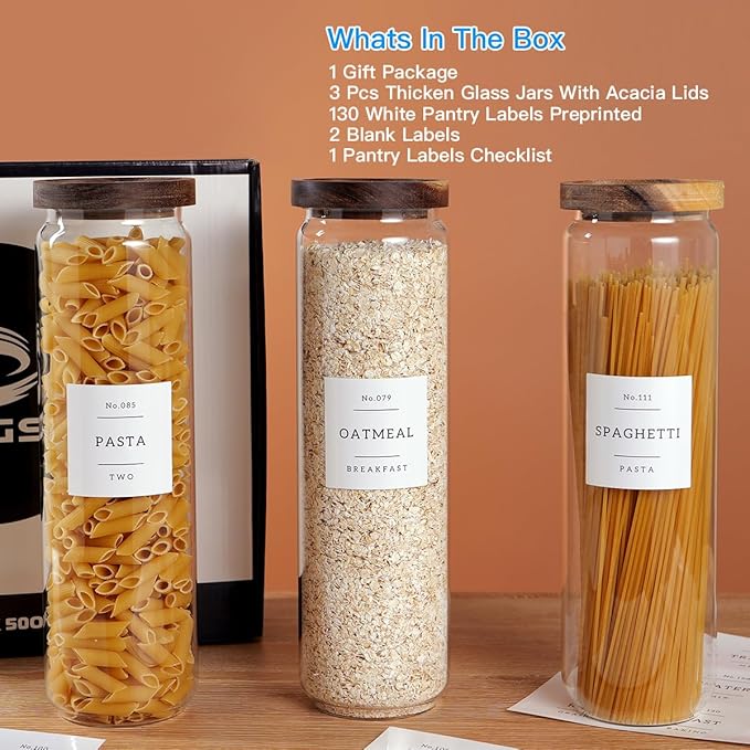 CZZGSM 3 Set Glass Pantry Storage Jars - 50oz Thicken Glass Kitchen Canisters - Image 2