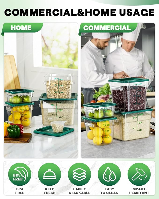4QT NSF Food Storage Containers: 6 PCS Commercial Clear Food Storage Containers - Image 5