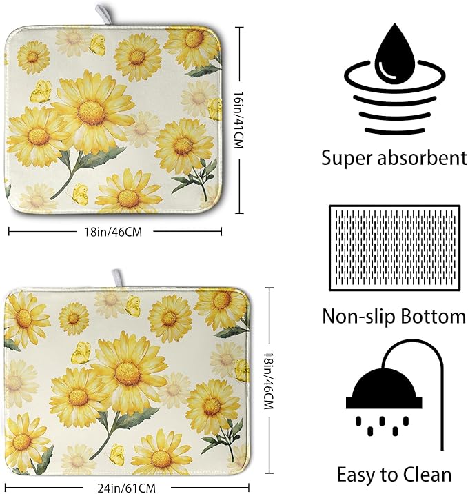 Yellow Sunflower Dish Drying Mat - Image 2