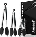 Anaeat Non-Stick Silicone Locking Tong Set of 3 by Anaeat