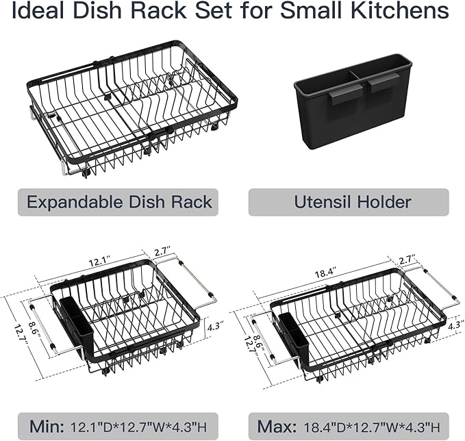MAJALiS Expandable Stainless Steel Over The Sink Dish Drying Rack - Image 7