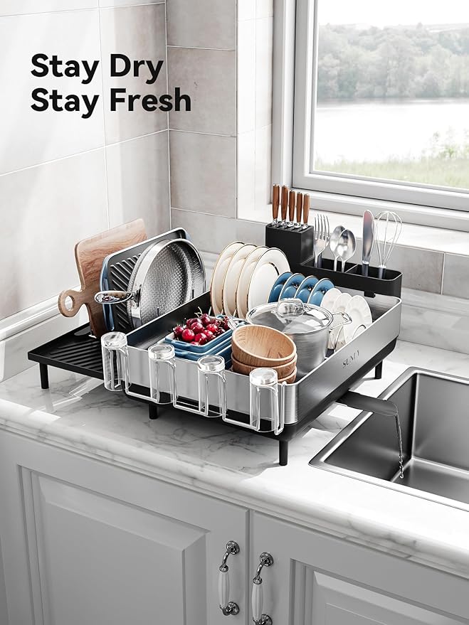 SUNLY Large Dish Drying Rack, Expandable Dish Racks - Image 8