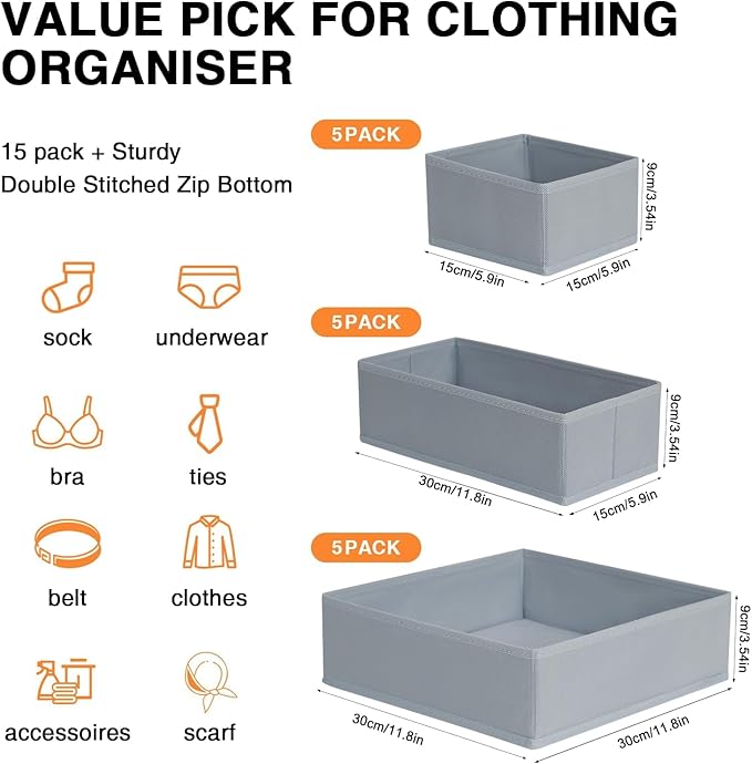 DIMJ Drawer Organizer Clothes 18 Pack - Image 2