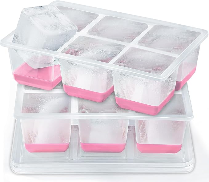 Ice Cube Trays 2 Pack, JRISBO Large Silicone Ice Cube Molds by Jrisbo