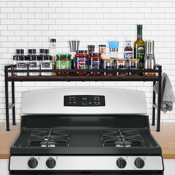 Spice Rack Shelf for Kitchen Stove，Stove Top Shelf by WESLINKEJI