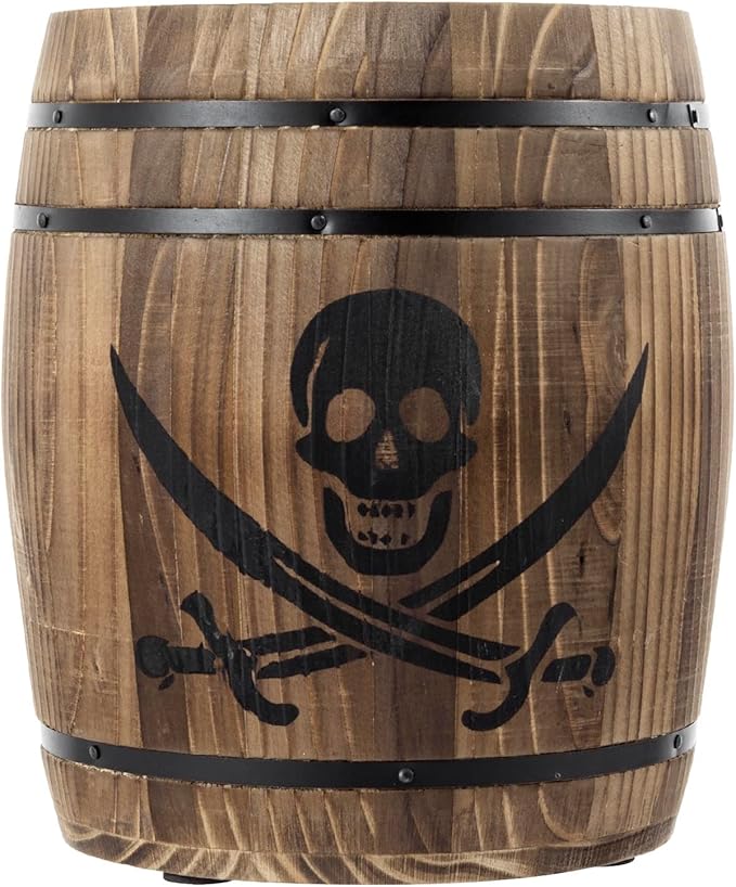 MyGift Rustic Burnt Wood Pirates Rum Cask Style Kitchen Utensil Crock, Vintage - Image 5
