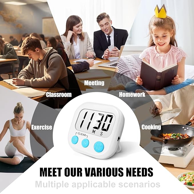6 Pack Digital Kitchen Timers for Cooking Magnetic Timer for Cooking Loud Alarm - Image 5