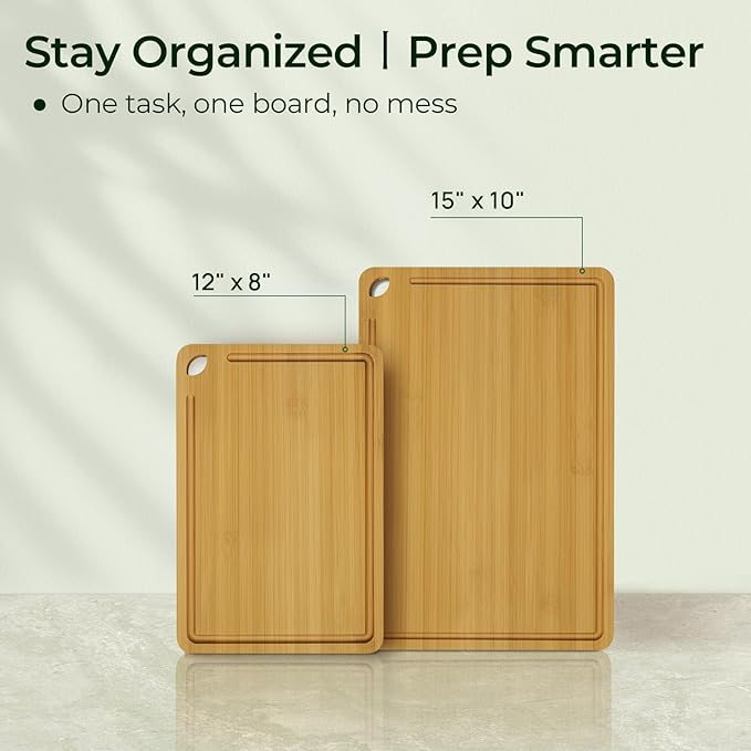 Keechee Chopping Board 2-Pcs Natural Bamboo Cutting Board - Image 4