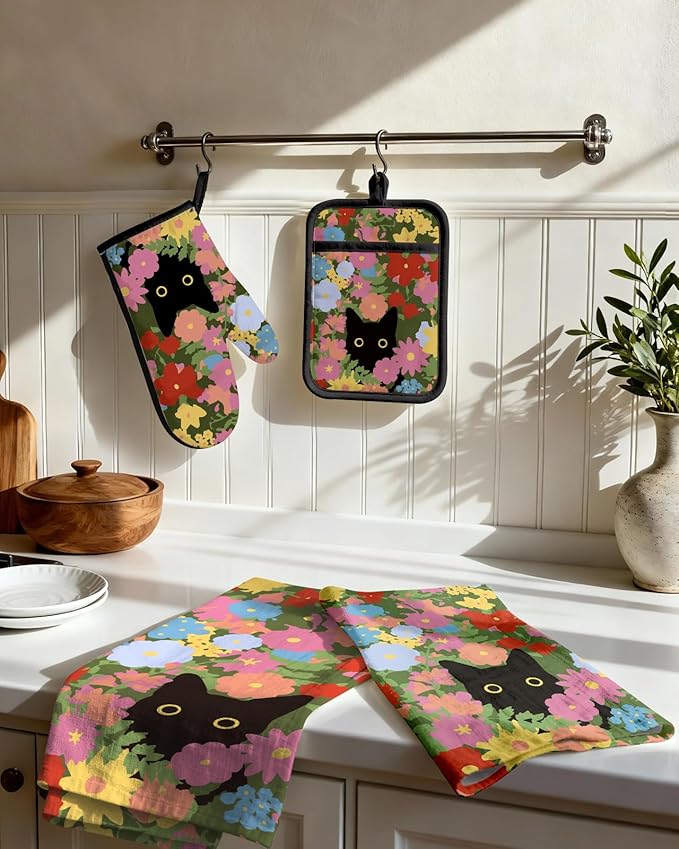 Miss Adola 270 GSM Cotton Kitchen Towels, Oven Mitt and Pot Holder - Image 2