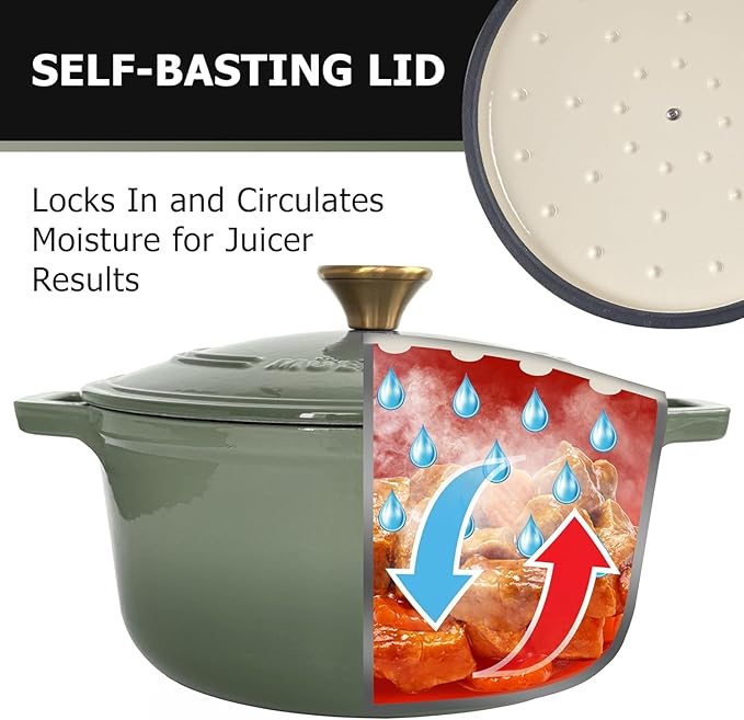 MUELLER HOME 4.5 Quart Enameled Cast Iron Dutch Oven - Image 3