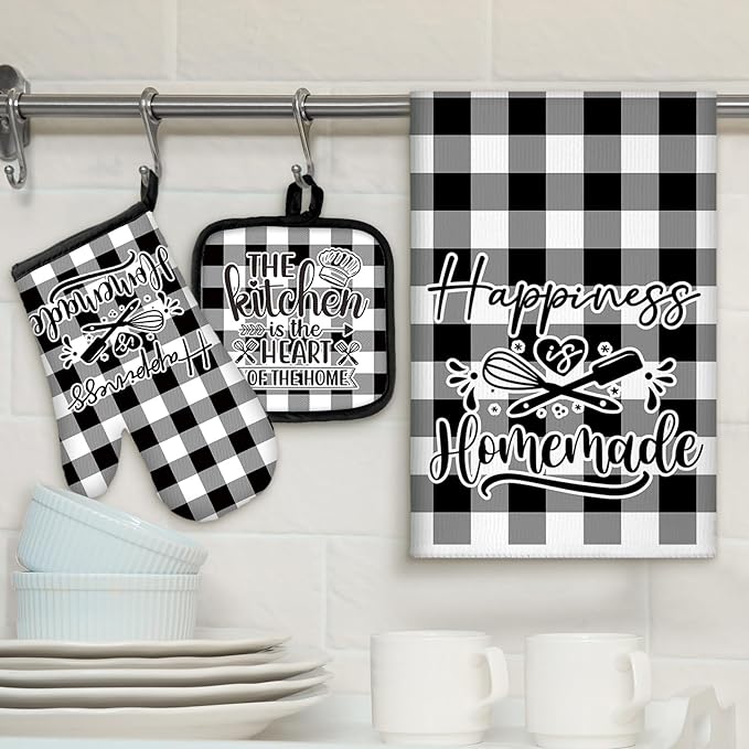 Sratte 6 Pcs Kitchen Decor Accessories Set Farmhouse Towels Pot Holders Oven - Image 2
