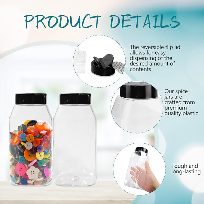 34 Pack 16 oz Plastic Spice Jars - Image 3