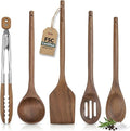 Elegant 5-Piece Walnut Wood Kitchen Utensil Set – Non-Scratch, Heat-Resistant by Boxikikitchen