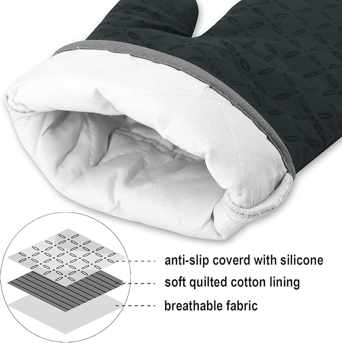 KEGOUU Oven Mitts and Pot Holders 6pcs Set, Kitchen Oven Glove High Heat - Image 3