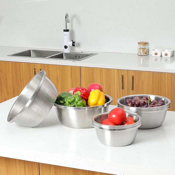 304 Stainless Steel Microporous Colander, 2QT Large Capacity - Image 2
