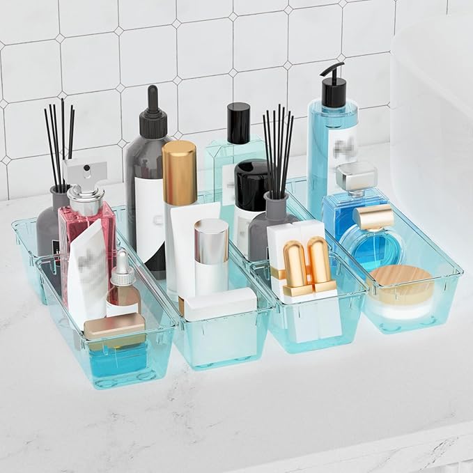 WOWBOX 6 Pack Clear Drawer Organizer Set, Acrylic Drawer Storage Trays - Image 5