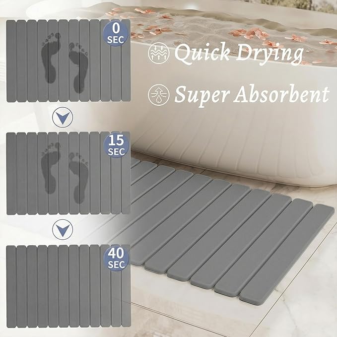 Large Stone Bath Mat 31.5 x 19.7in, Quick Dry Diatomaceous Earth Mats - Image 4