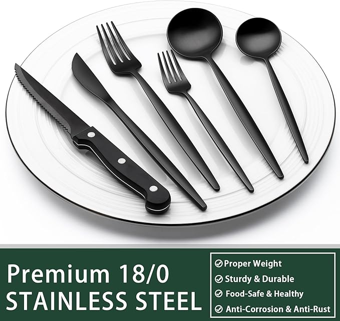 EWFEN 24-Piece Black Silverware Set - Image 5