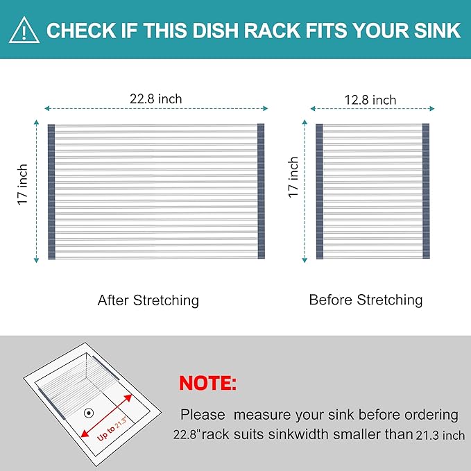 BBXTYLY Extra Large Expandable Roll Up Dish Drying Rack, Over The Sink Drying - Image 2