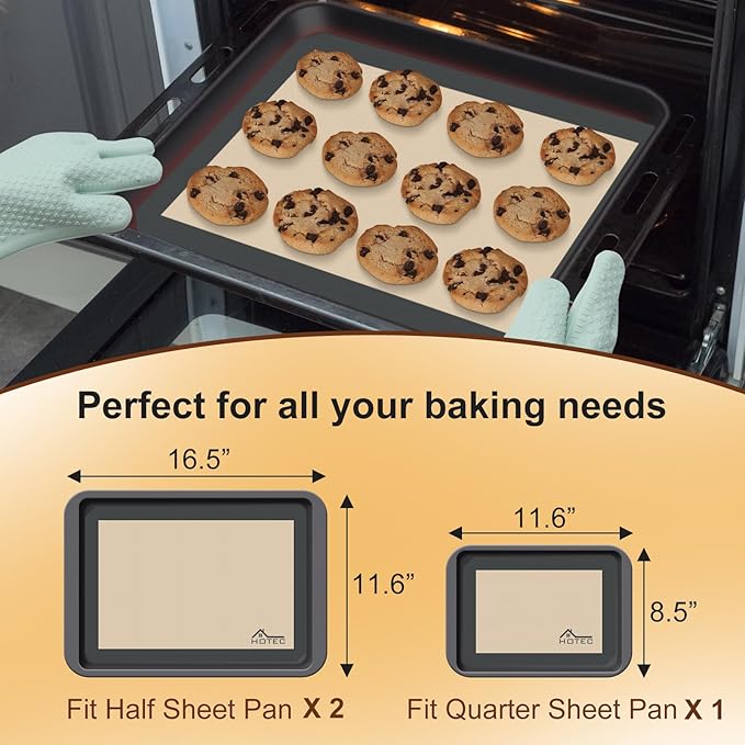 HOTEC Silicone Baking Mats 3 Pack – Thickened Non-Stick Reusable Silicone - Image 3