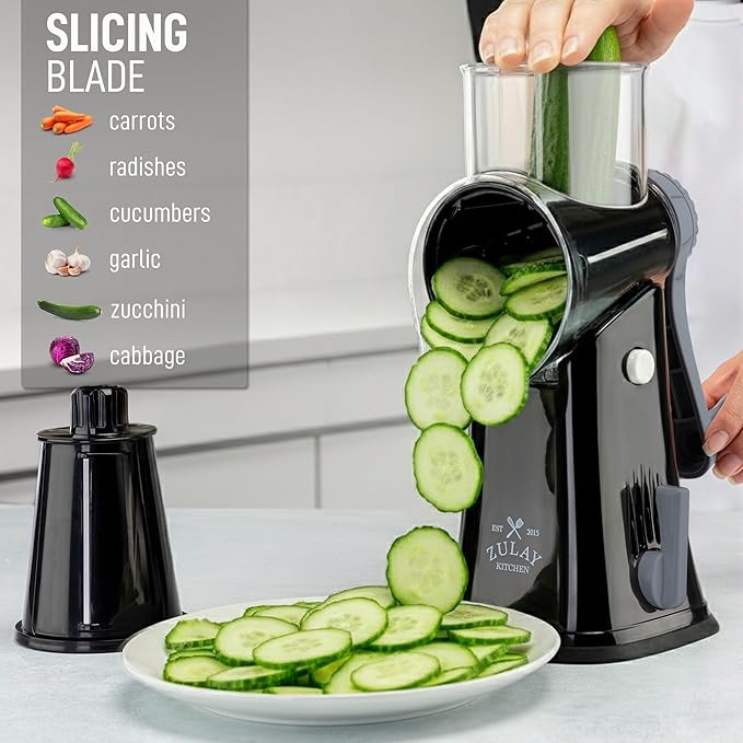 Zulay Kitchen Rotary Cheese Grater 5 Blade Cheese Shredder - Image 5