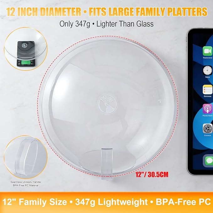Microwave Splatter Cover for Food 12", Large Clear Microwave Splash Guard - Image 2