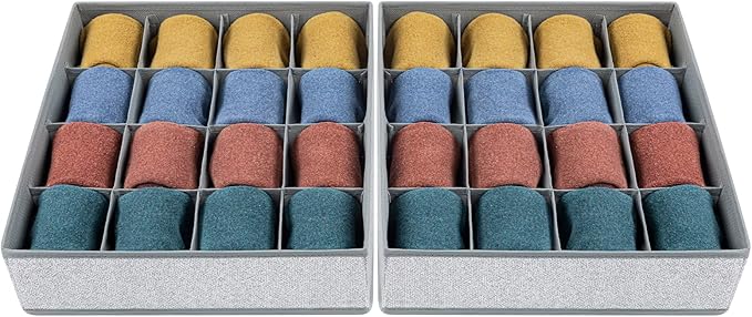 Joyoldelf Sock Drawer Organizer Divider Underwear Organizer 16-cell Fabric - Image 7
