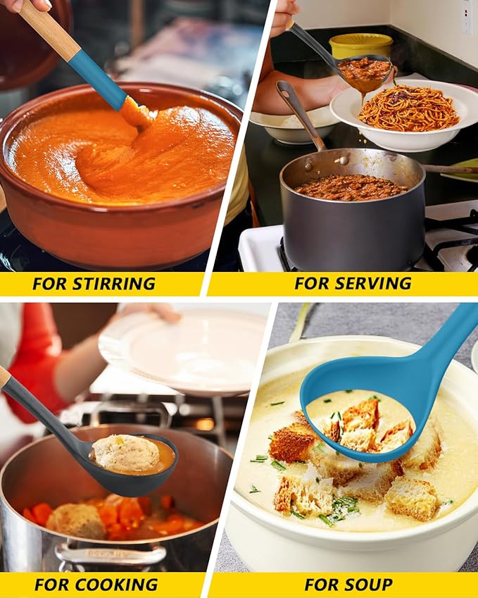 Pack of 2 Soup Ladle, Silicone Ladle Spoon - Image 4