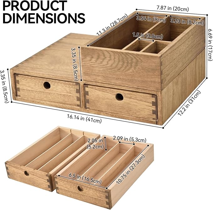KIRIGEN Wooden Coffee Station Organizer 2-Piece Set - Image 3