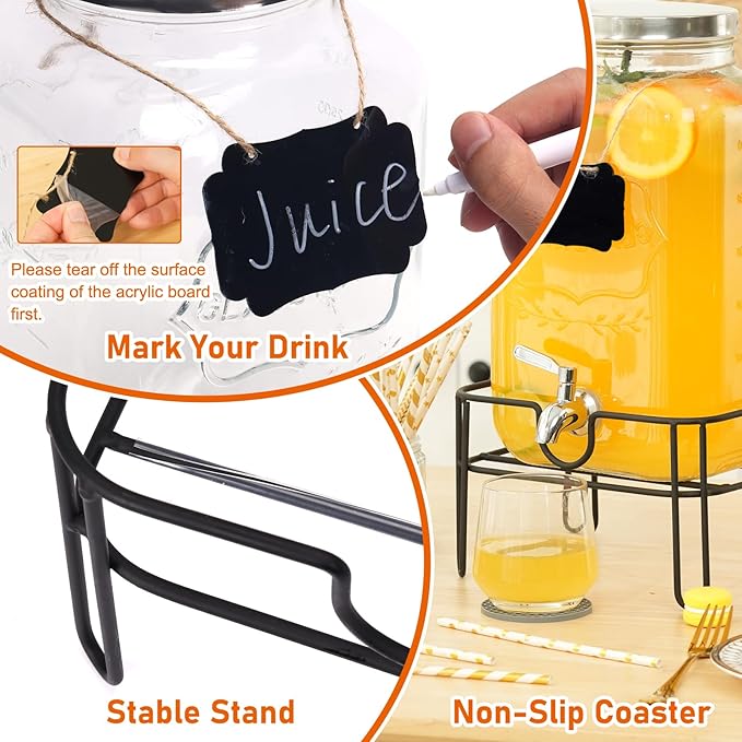 Moretoes 2 Gallon Glass Drinks Dispenser - Image 5
