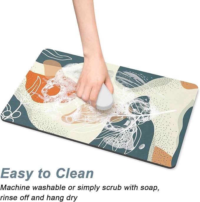 Rnivvi Coffee Mat, Hide Stain Rubber Backed Absorbent Dish Drying Pad - Image 5