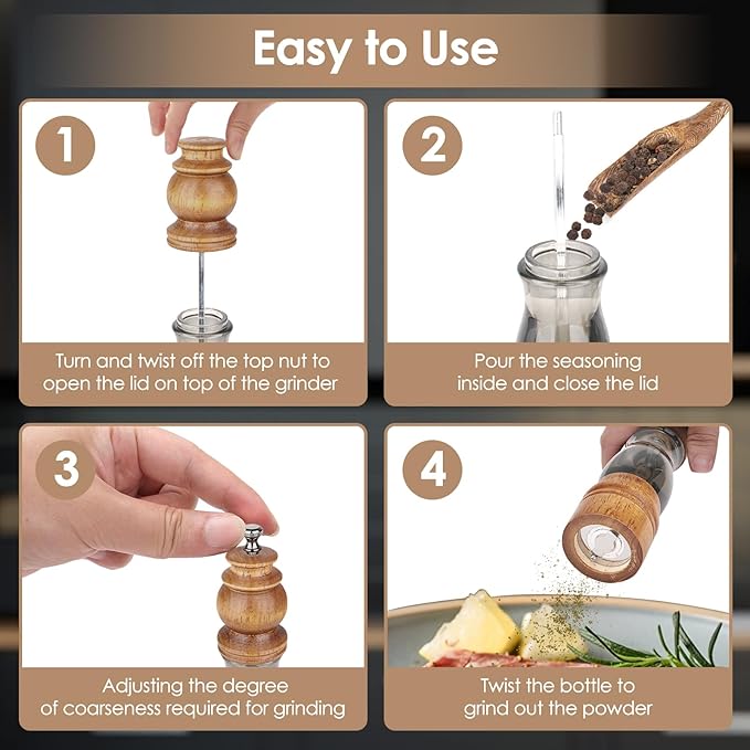 Wooden Salt and Pepper Grinder Set - Image 6