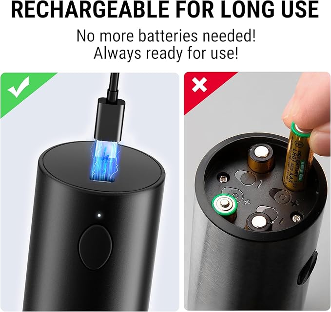 TempPro Electric Salt and Pepper Grinder Set Rechargeable, 110ml Automatic - Image 5