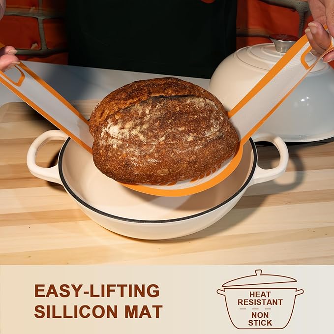 AHJ 6QT Dutch Oven For Bread Baking, Enameled Cast Iron Dutch Oven Pot - Image 4