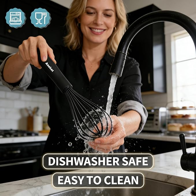 Anaeat Silicone Kitchen Whisk Set of 4, Egg Beater Milk ​Blender - Image 9