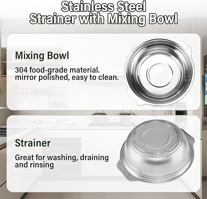 Stainless Steel Colander, 4.5QT Large Capacity - Image 3