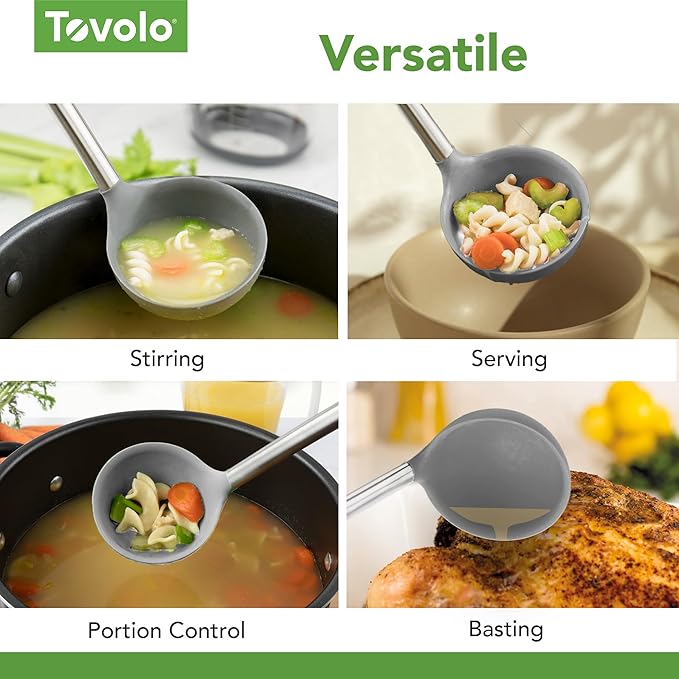 Tovolo Silicone Ladle With Stainless Steel Handle Deep Soup Ladle - Image 4