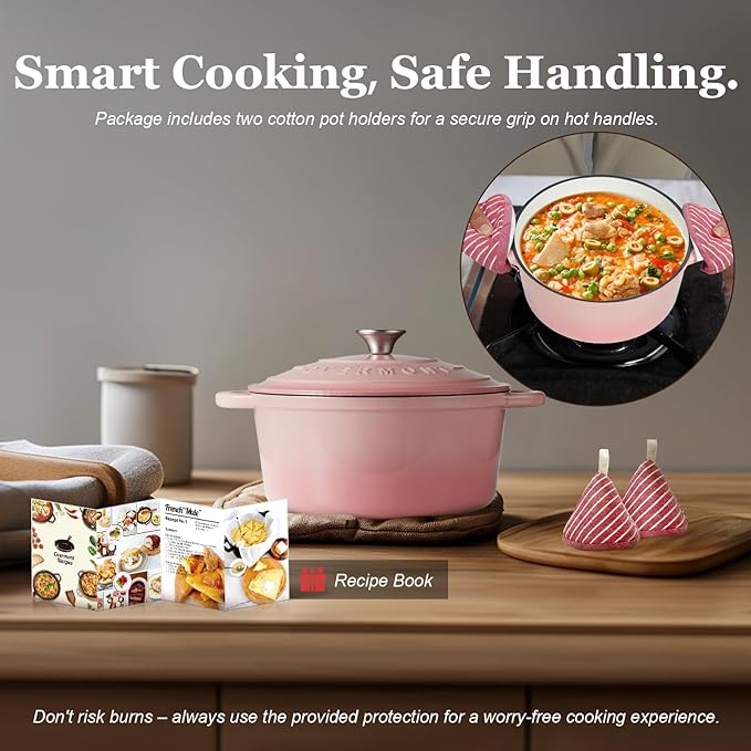 Overmont Enameled Cast Iron Dutch Oven - 7QT Pot - Heavy-Duty Cookware - Image 2