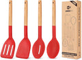 Pack of 4 Silicone Cooking Utensils Set, Non Stick Solid Spatulas and Heat by BUNDLEPRO